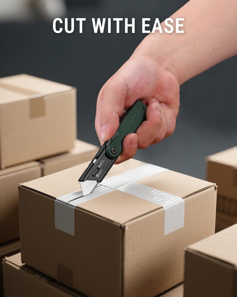 WORKPRO Folding Utility Knife 10 Extra Blade Razor Knife Quick Change Box Cutter