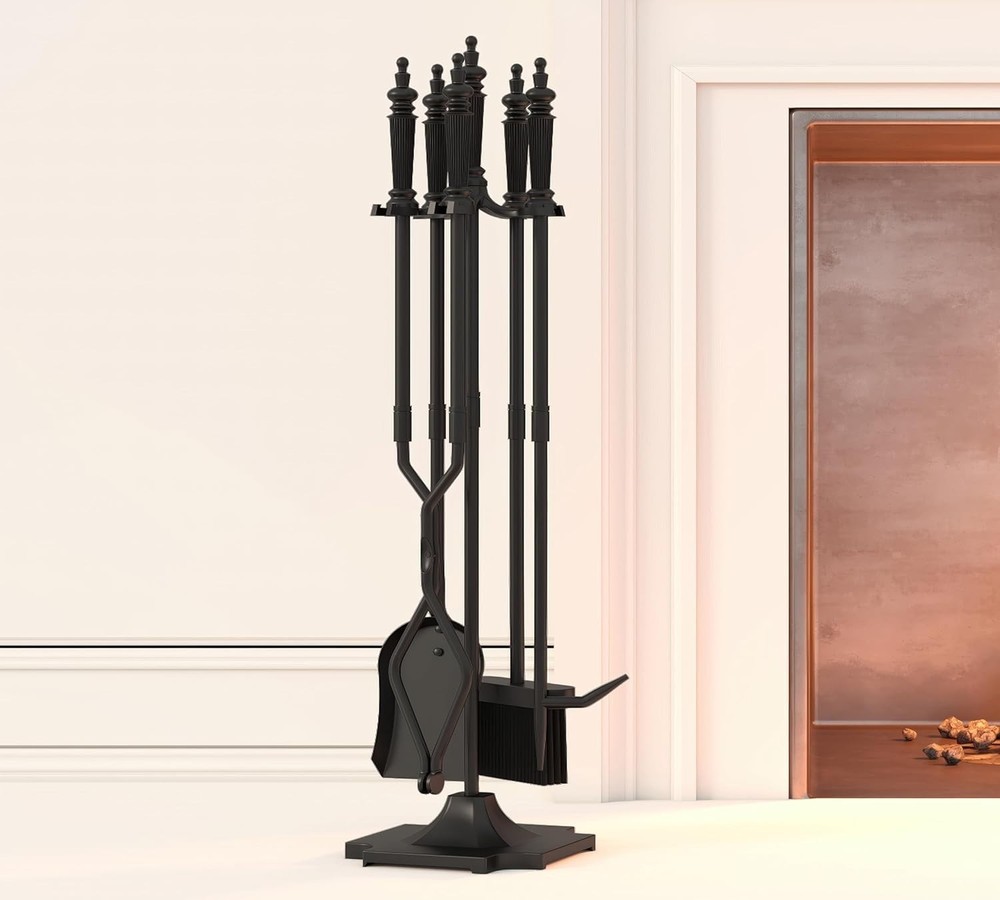 Versatile Cast Iron Fireplace Accessories Set - Includes Stand and Tools