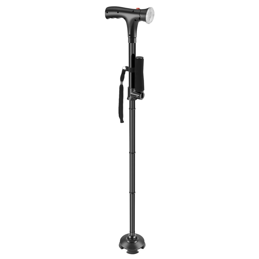 1PC Durable Aluminum Adjustable Walking Cane 4-Section Collapsible Design