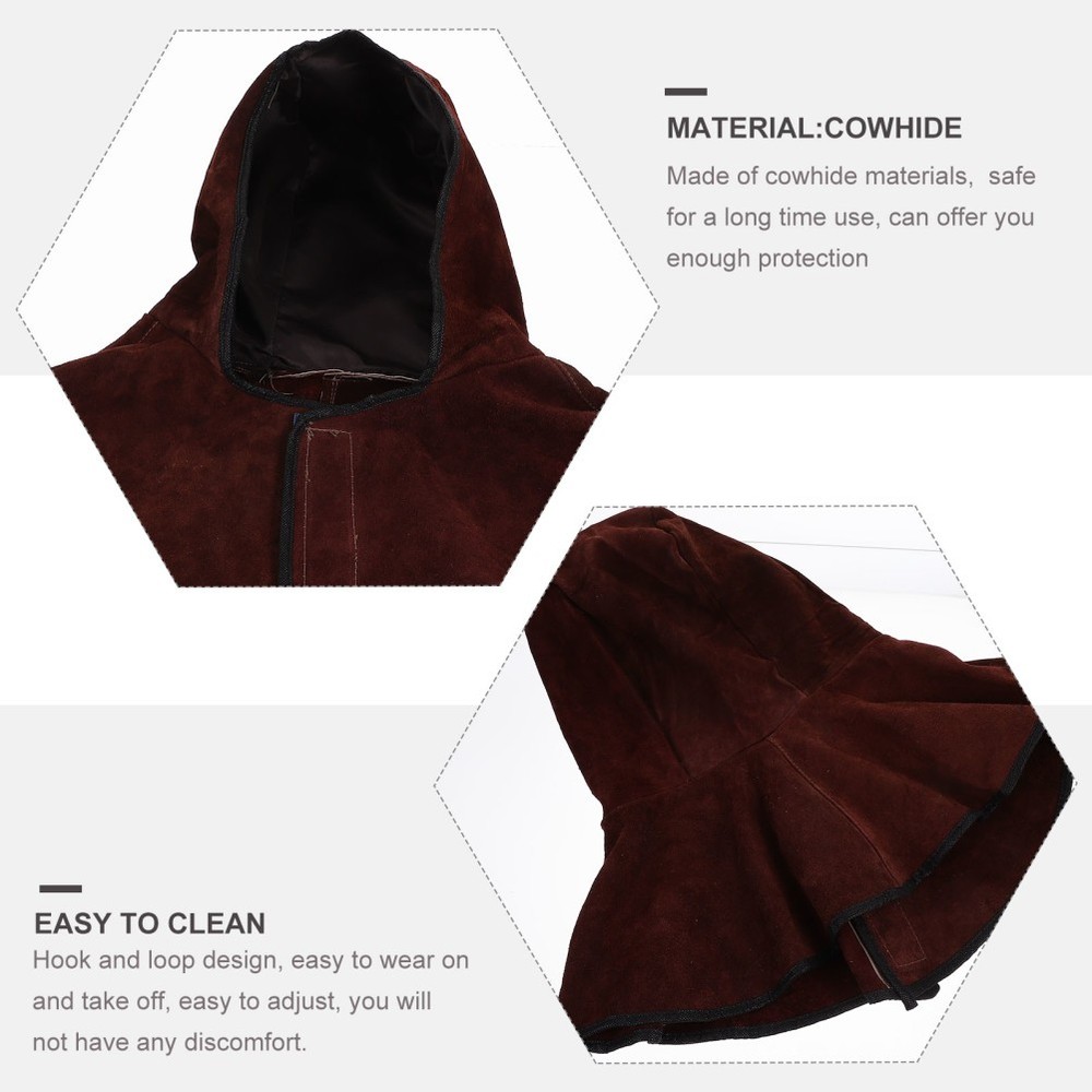 Welding Protective Cap Cowhide Hood with Neck Drape for Work