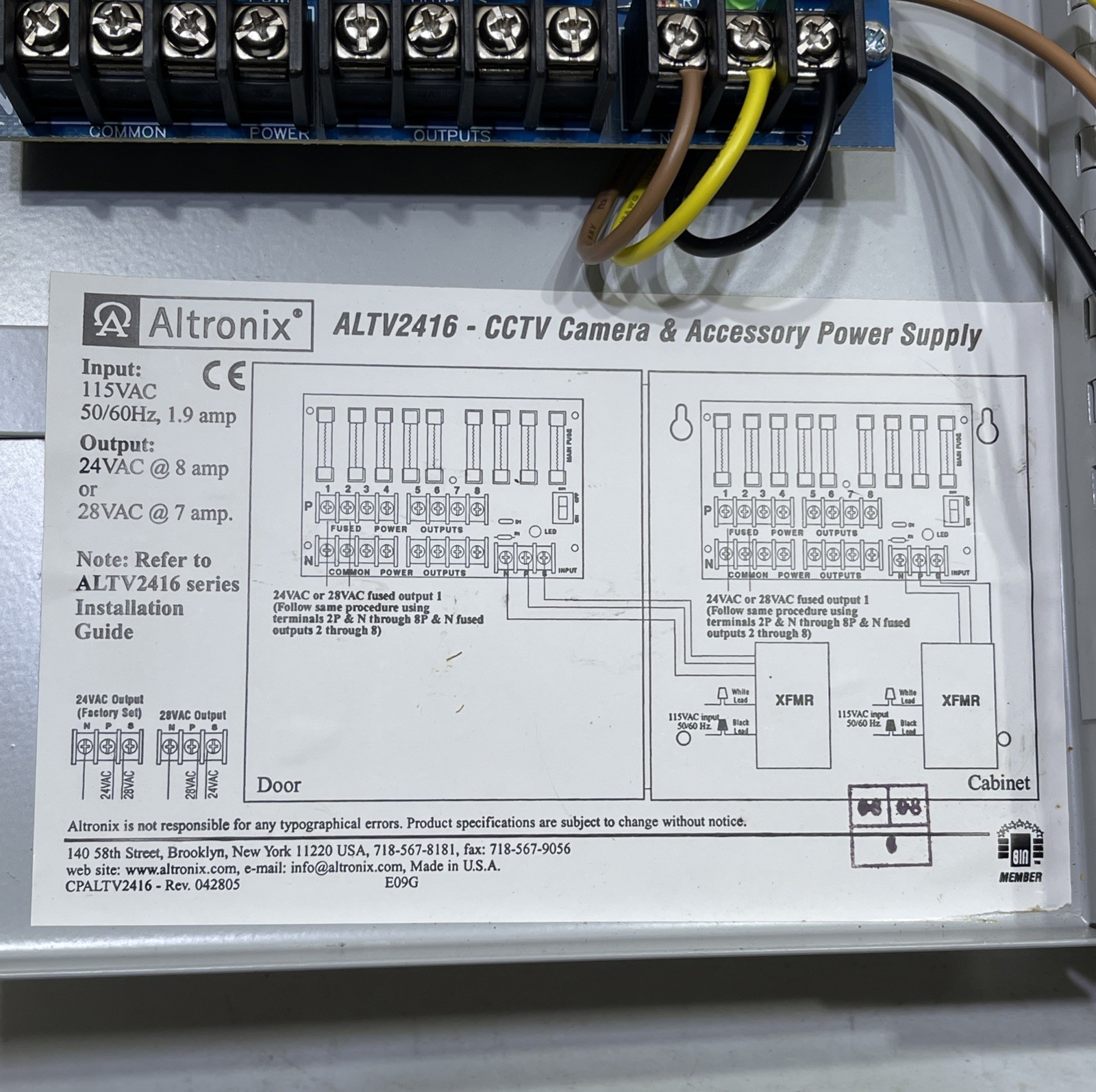 Altronix Corp. ALTV2416 CCTV Camera & Accessory Power Supply