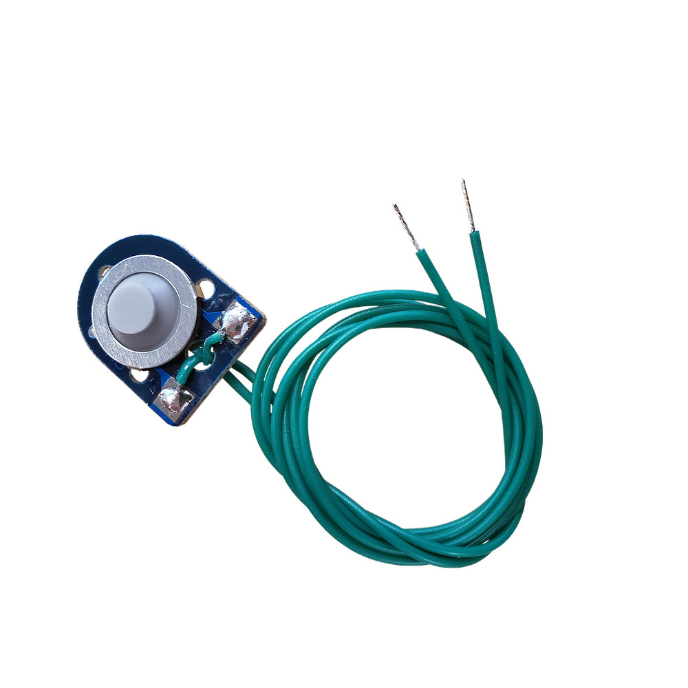 [ PUSH12W ] Momentary Push Switch - grey flat rubber button with 12 inch leads
