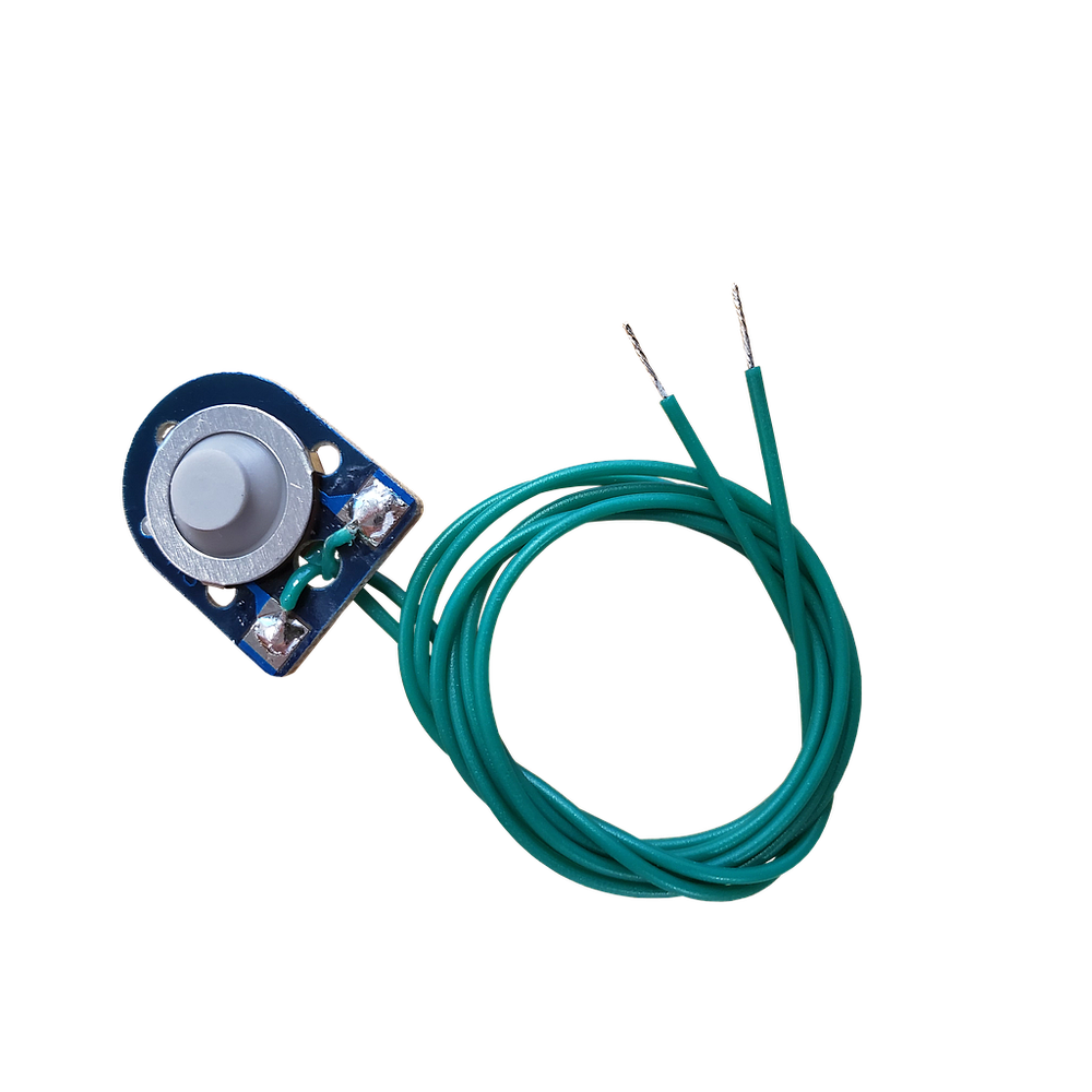 [ PUSH12W ] Momentary Push Switch - grey flat rubber button with 12 inch leads