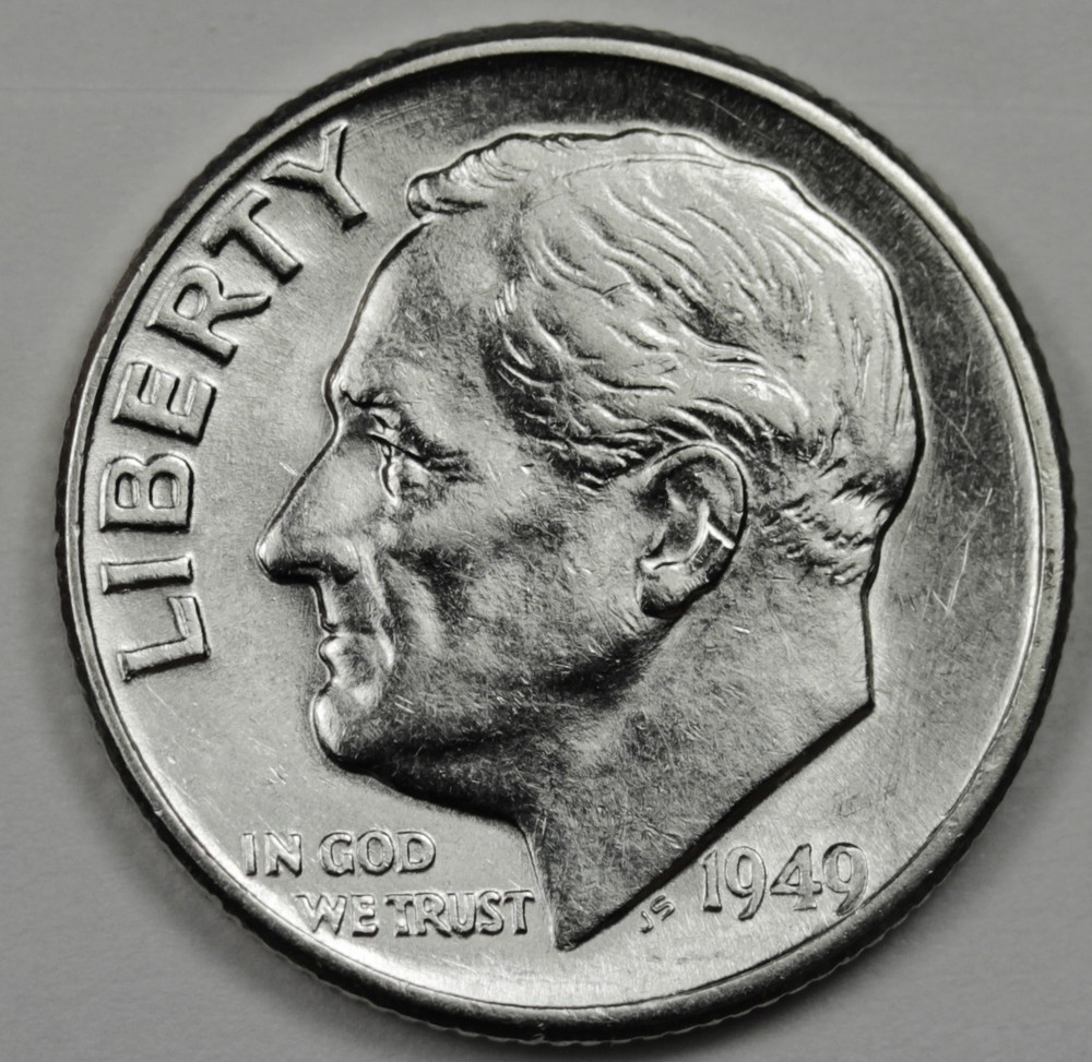 1949-d Roosevelt Dime.  High Grade.   (Inventory A)
