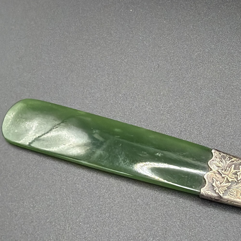 Antique Nephrite And Silver Page Turner