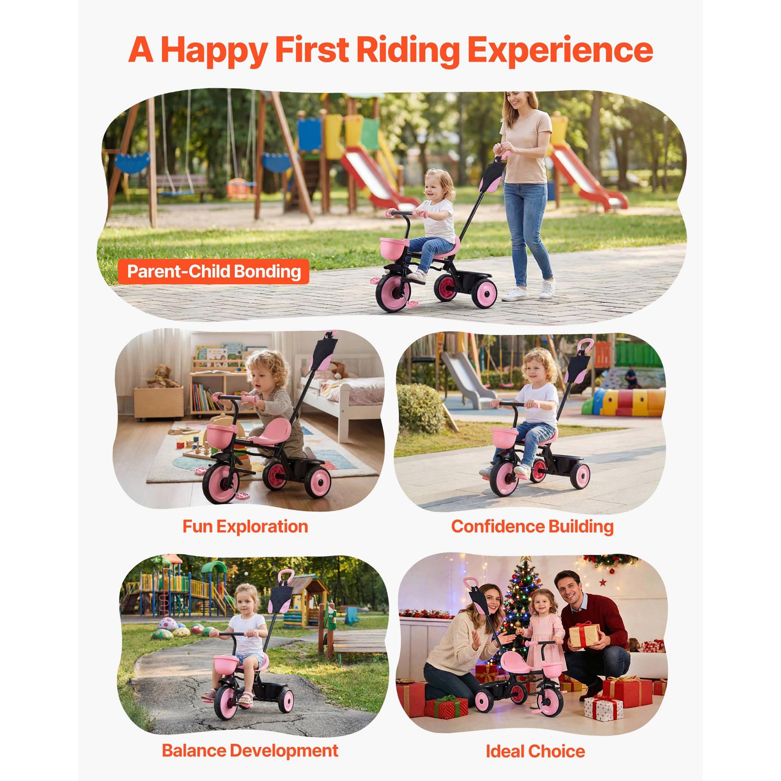 Uimoso Toddler Tricycle & Stroller for Ages 1.5-5 Kids Trike with Push Handle