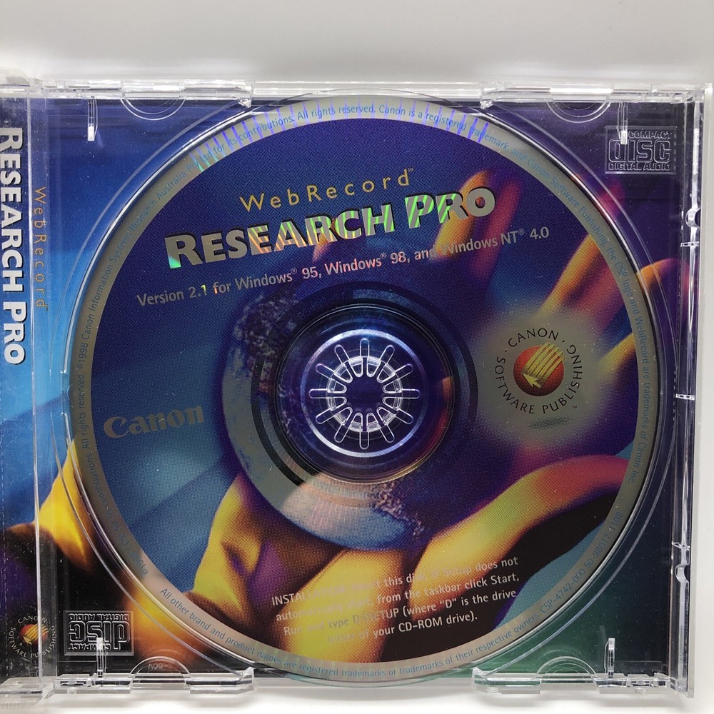 Canon Web Record Research Pro Disc Version 2 Software for Windows - G7926