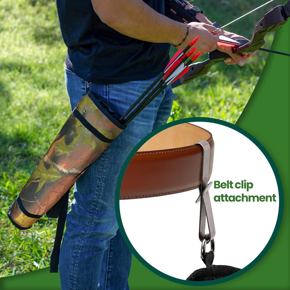 Durable Archery Quiver - Adjustable Shoulder Strap & Belt Clip for Versatile Use