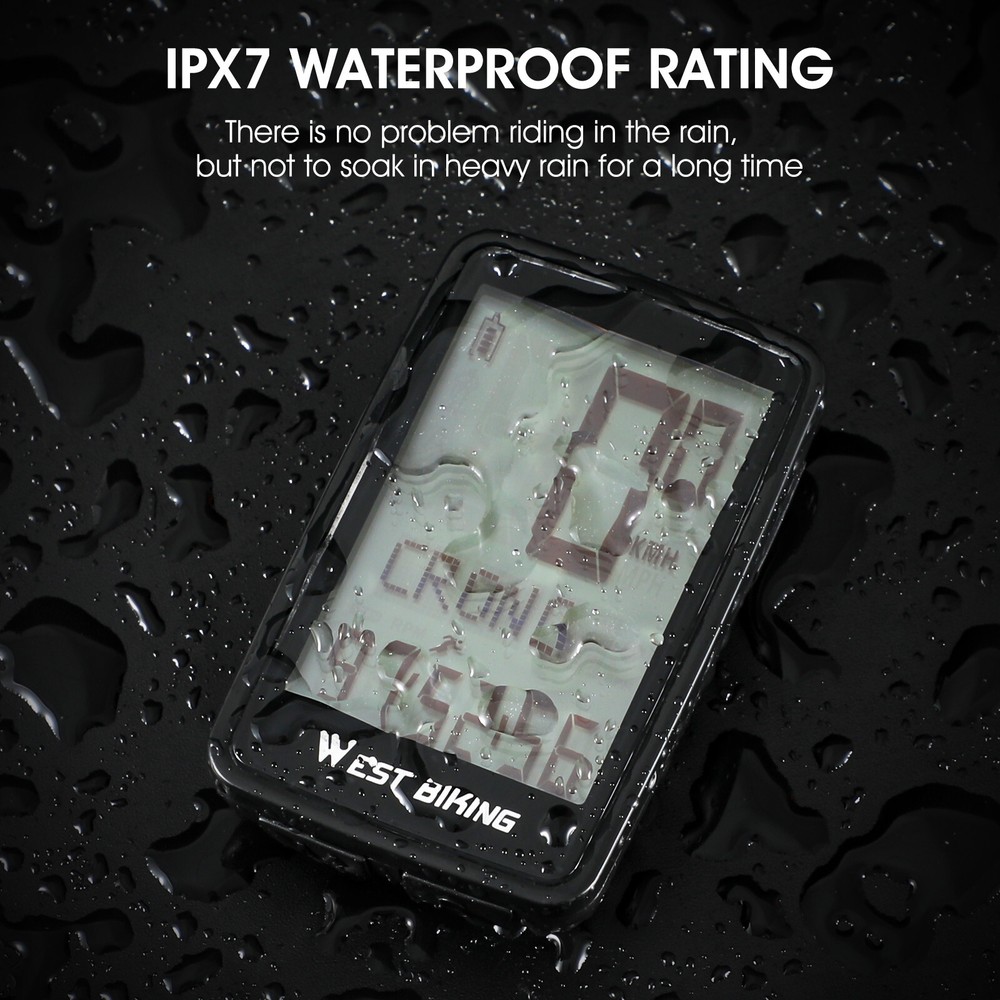 WEST BIKING Wireless USB Rechargeable Waterproof Bicycle Computer Speedometer