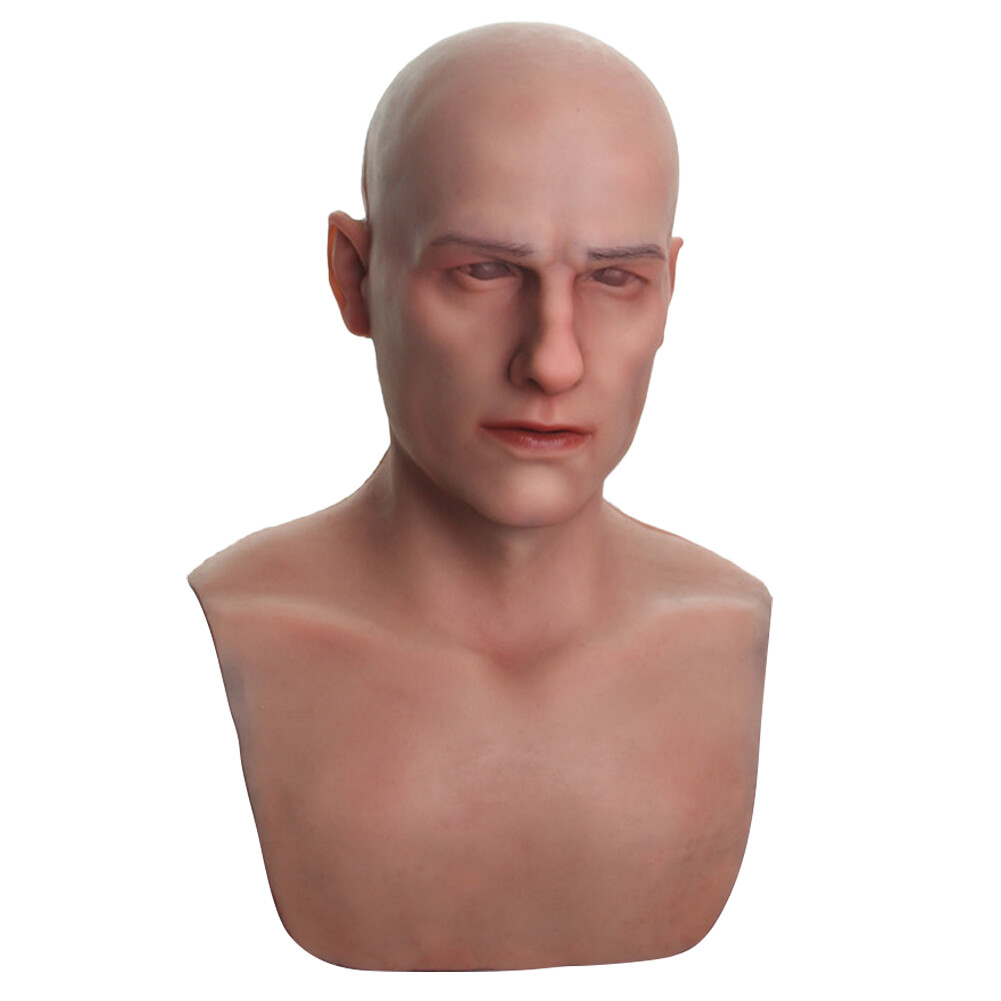 Dokier Silicone Male Hood Headgear Masquerade Lifelike Full Head Party Props