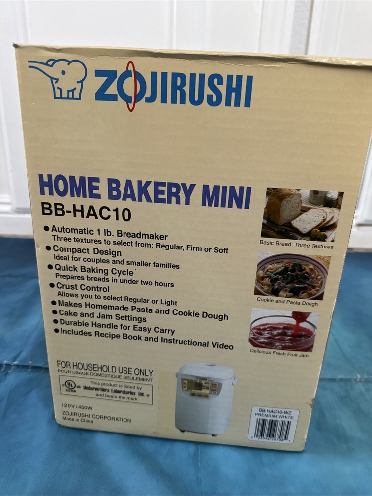 Zojirushi BBHAC10 Programmable Mini Breadmaker - White - New Old Stock BB-HAC10