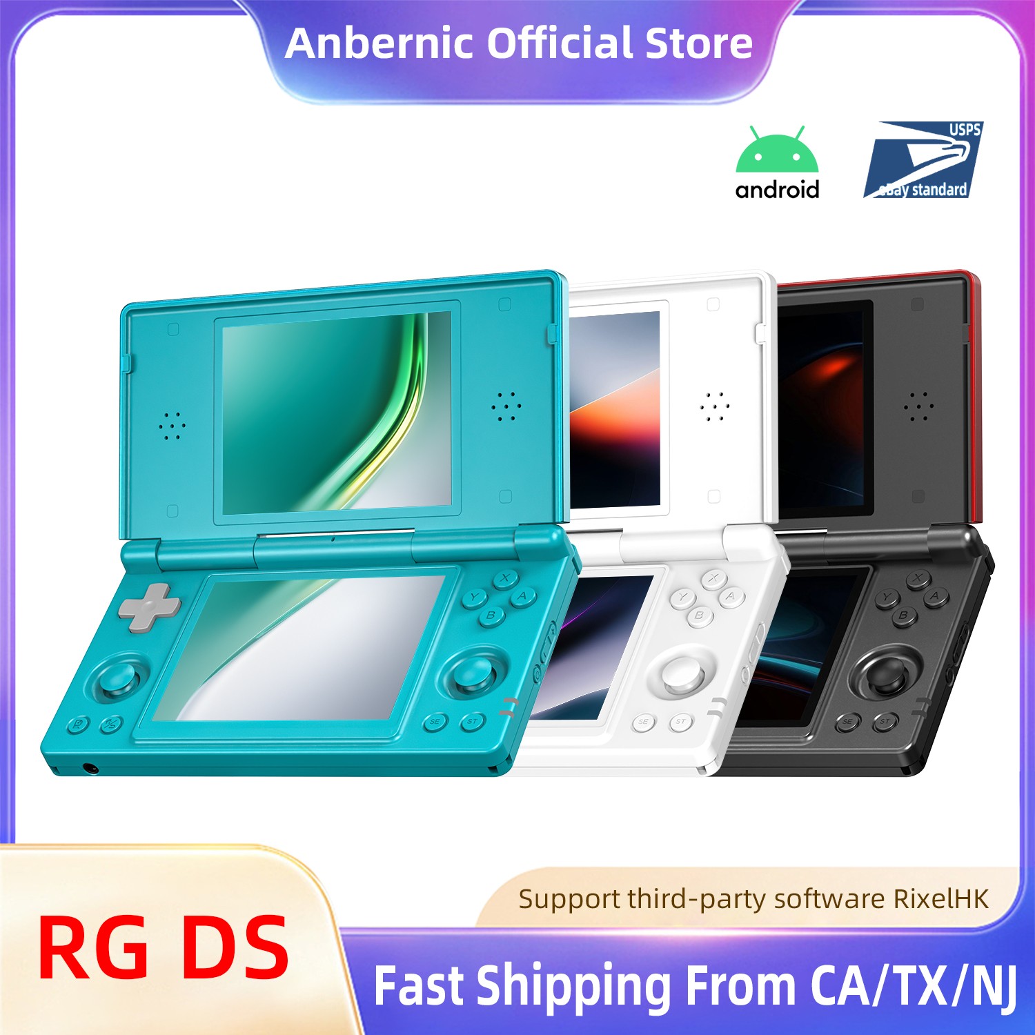 ANBERNIC RG DS Dual-Screen Retro Handheld Game Console Android14 4"IPS Flip Gift
