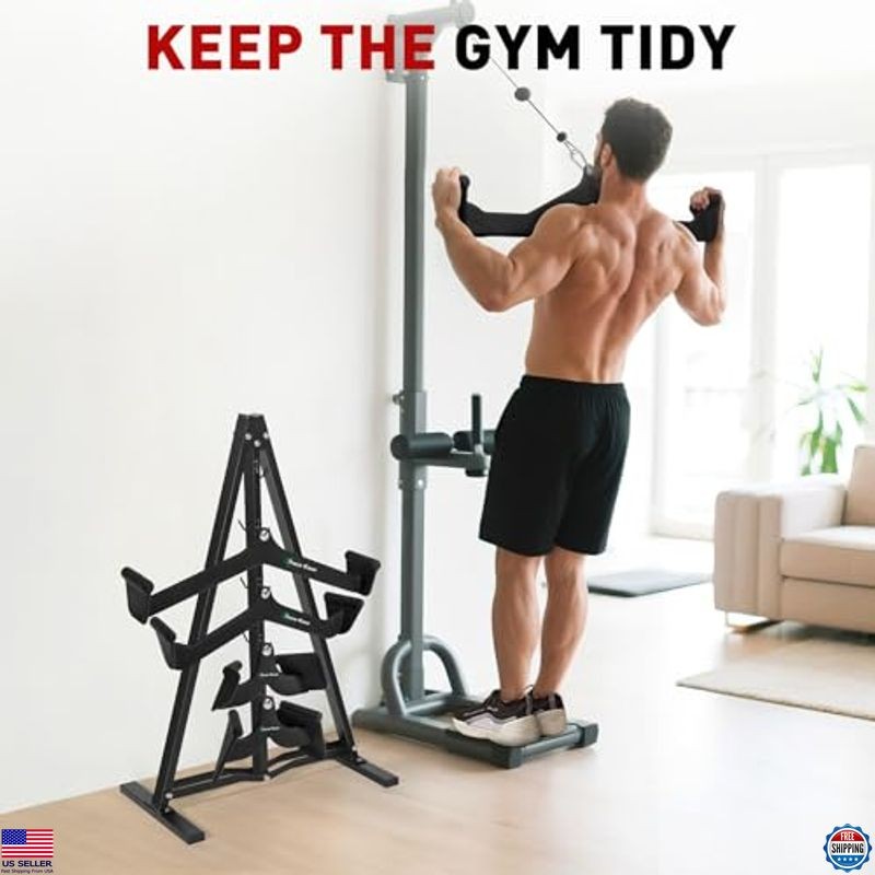 Lat Pulldown Attachment Rack - Cable Machine Organizer for Home Gym Storage
