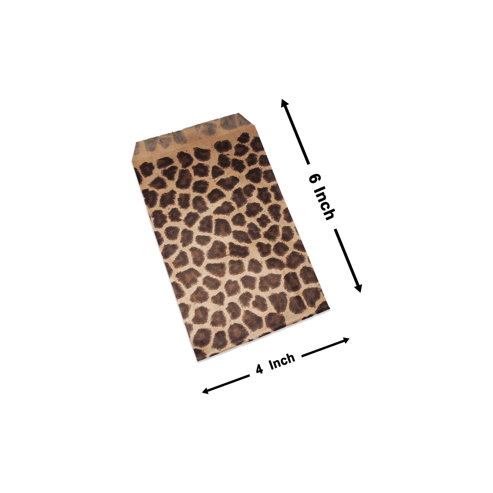 Leopard Print Flat Paper Bags Cheetah Gift Wedding Candy Party Jewelry 100 Pcs