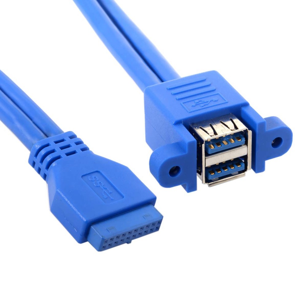 Stackable USB 3.0 Female Panel Type to Motherboard 19Pin 20Pin Header Cable 5...