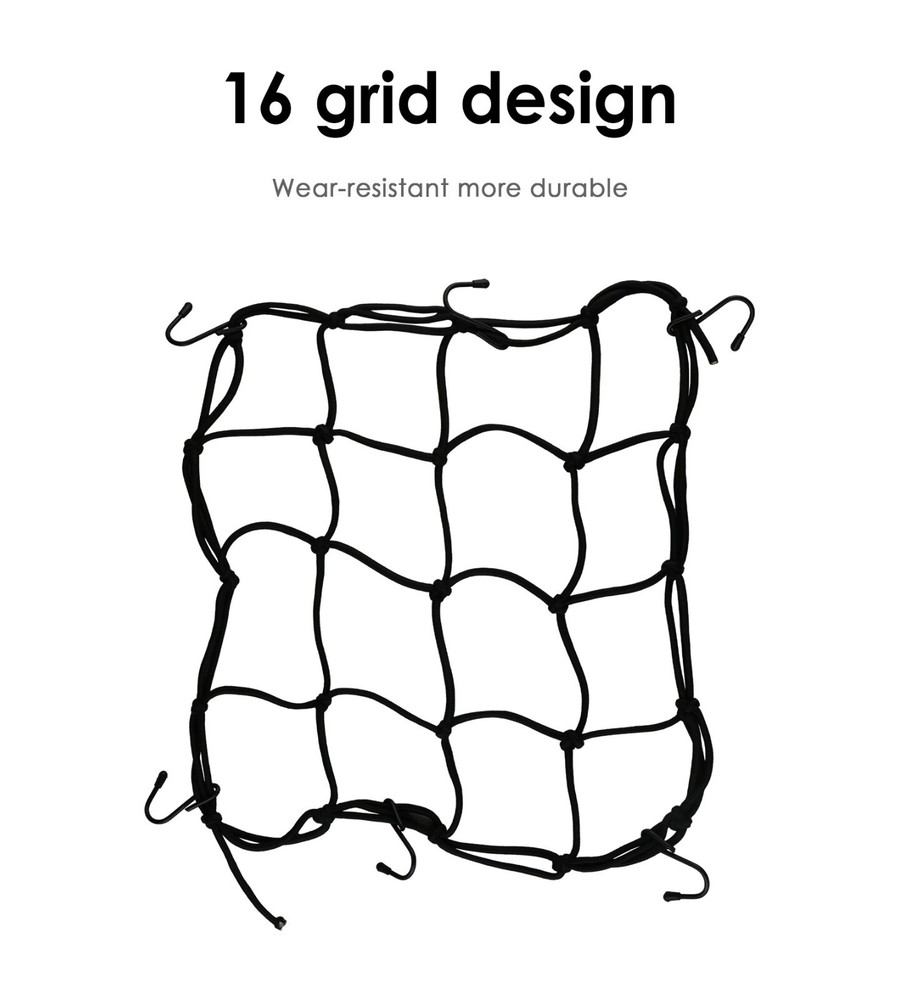 Cargo Net Motorcycle Helmet Mesh Tie Down Bungee Cord Adjustable Bungee +6 Hooks