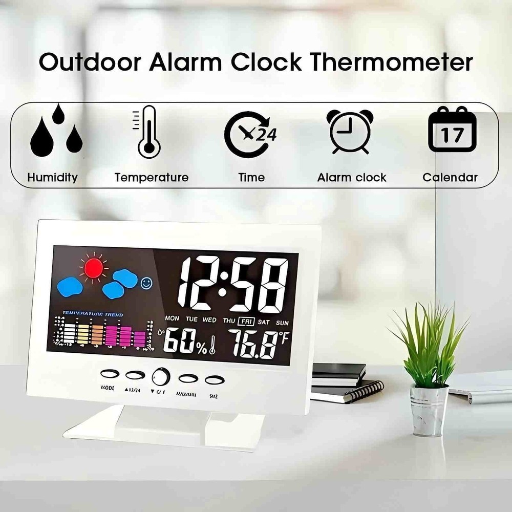 LED desktop alarm clock, multifunctional wireless desktop digital LED weather