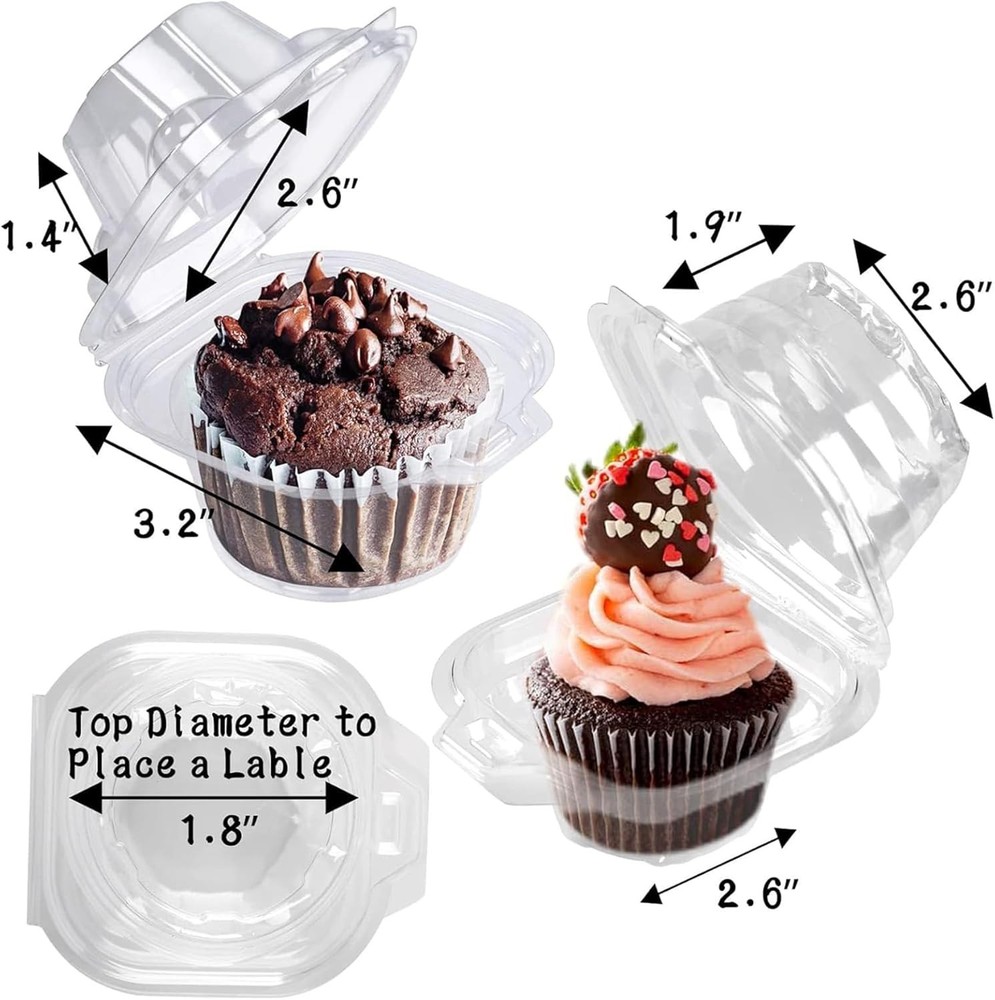 25 Pack Individual Cupcake Containers Plastic Cupcake Boxes Cupcake Holders Stac