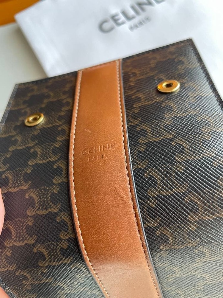 CELINE Tri Fold Wallet Dark Brown From Japan