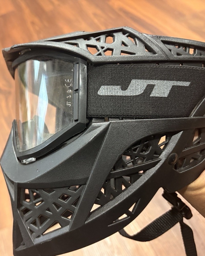 JT Paintball Face Mask Complete Black Shield Goggles Adjustable