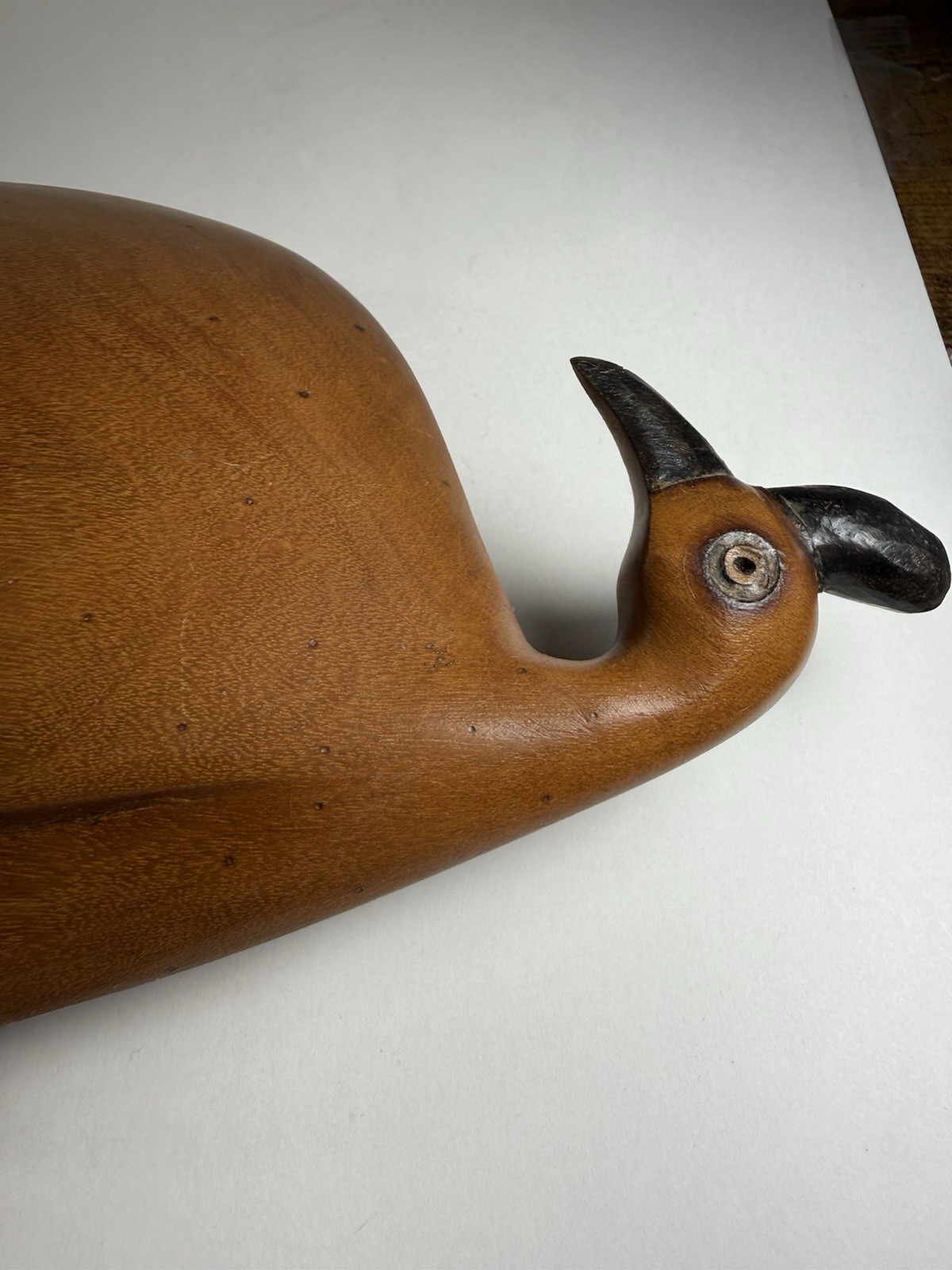 Vintage Guinea Fowl Wooden Carved Statue Zimbabwe African Art Bird Mid-Century