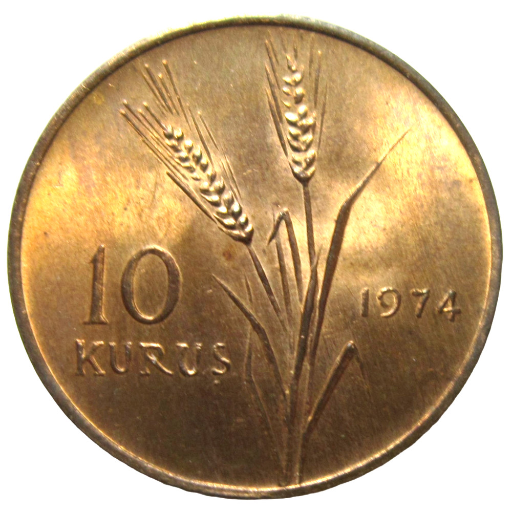 TURKEY. 10 KURUS, 1974 F.A.O. UNCIRCULATED.