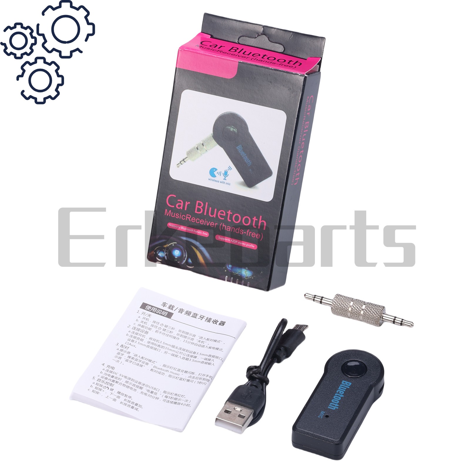 New Car Receiver Adapter Wireless Bluetooth 3.5mm AUX Audio Stereo Music Home