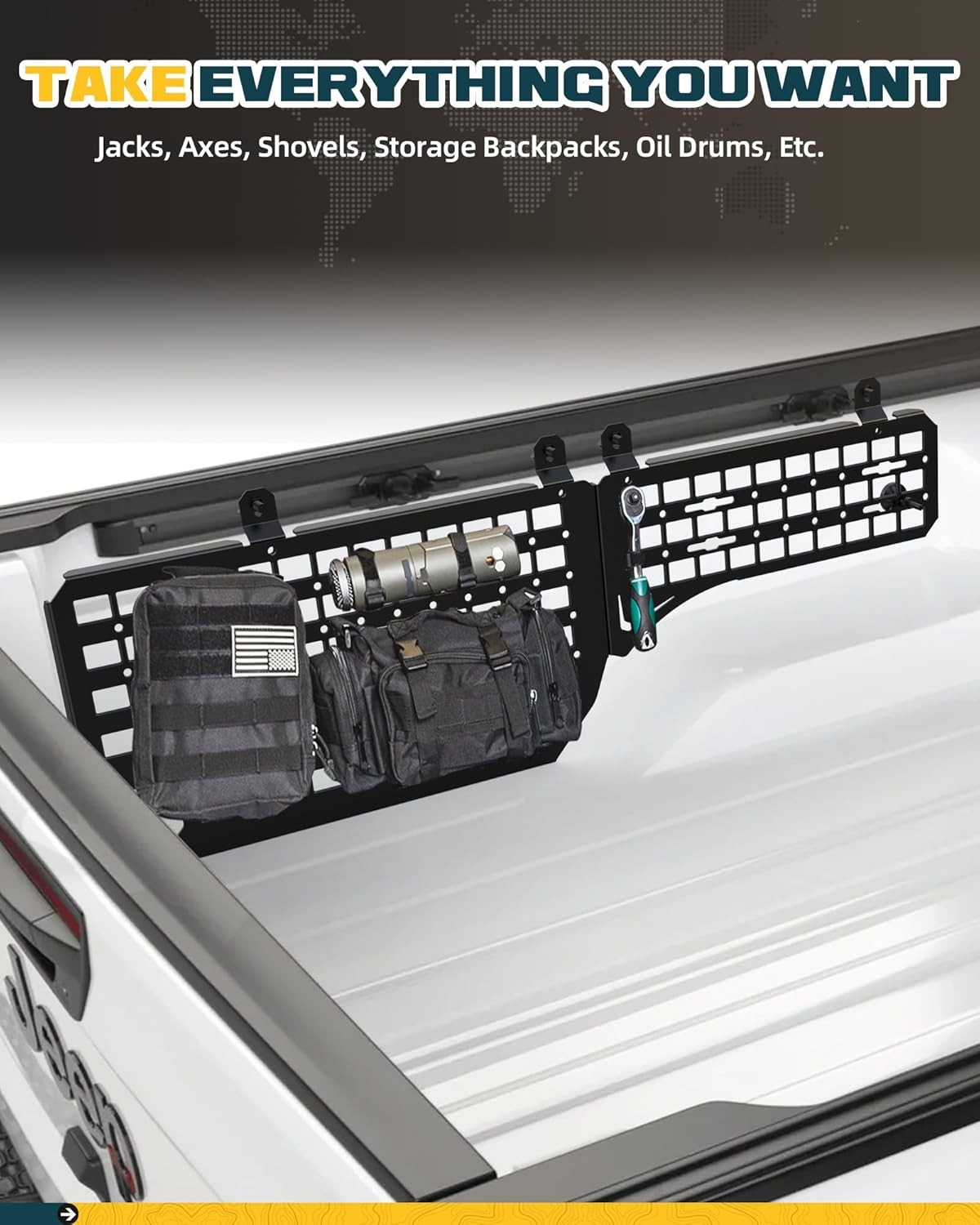 Side Bed MOLLE Panel for 5' Jeep Gladiator 2020-2025 Bed MOLLE Panel Storage