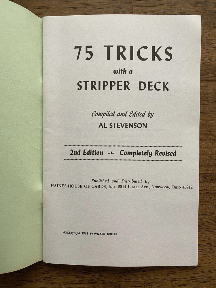75 TRICKS WITH A STRIPPER DECK - A. Stevenson - 2nd edition "Completely Revised"