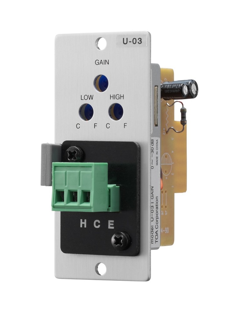 TOA U-03S Unbalanced Line Input Module with High / Low-Cut Filters, Removable Te