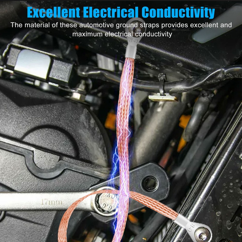 4X Engine Ground Strap Cable Copper Kit For Car Truck Firewall Engine Body Frame