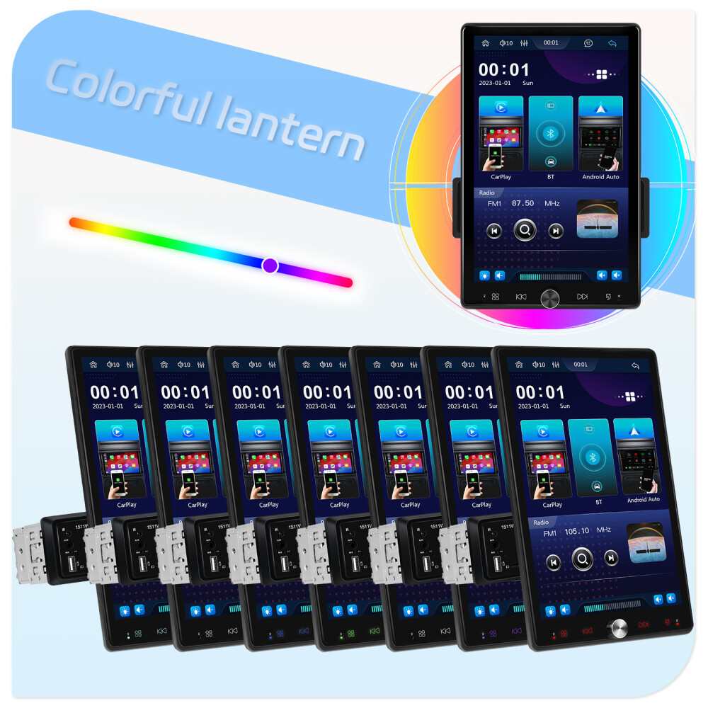 10.4" Single Din Touch Screen Stereo Bluetooth Radio Apple/Android Carplay+CAM