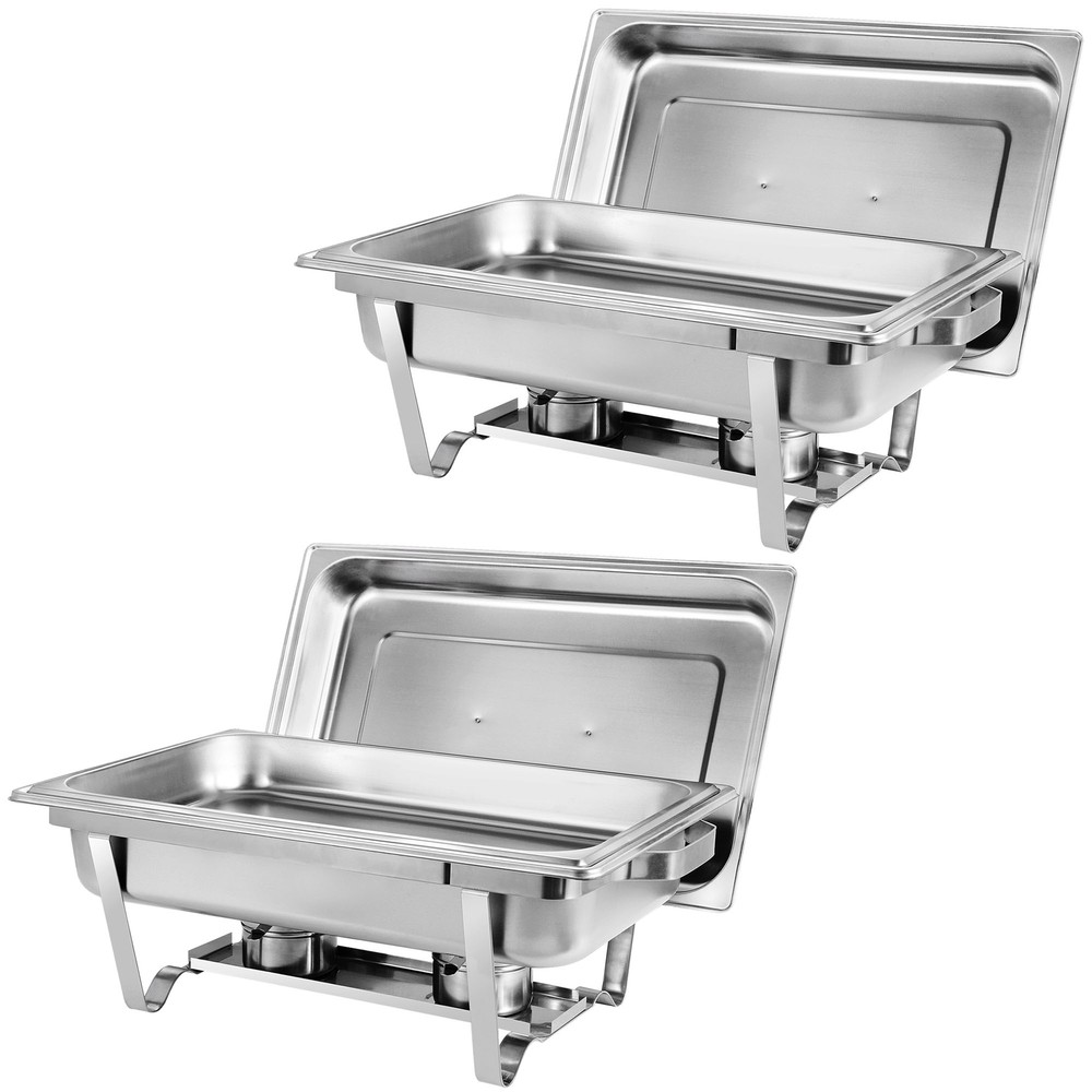 2 PCS 8 Quart Stainless Steel Chafing Dish Rectangular Warmer Buffet Catering