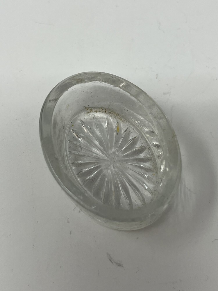 Vintage Open Salt Cellar Dip Dish Openwork Metal Work With Glass Insert Oval
