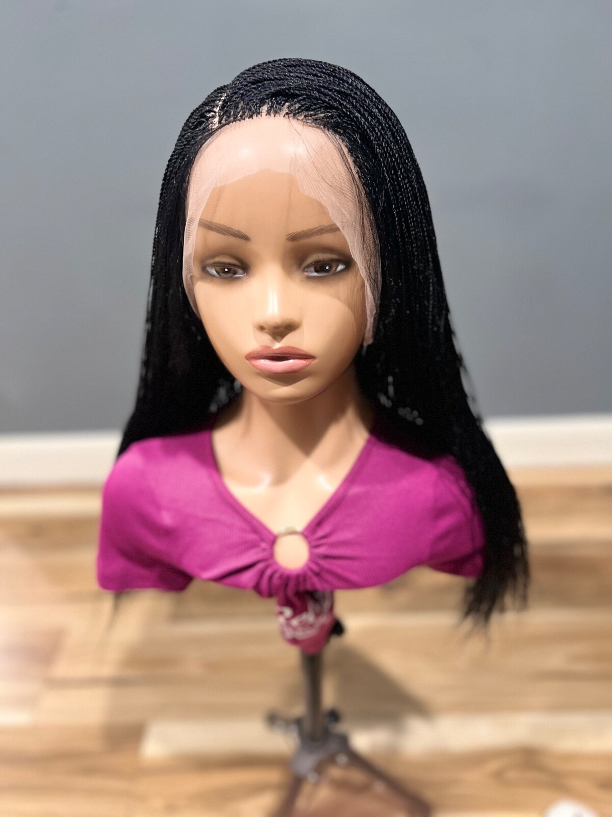 BRAIDED MICRO TWIST WIG . Madeon a full lace wig.length is 24”long..color black.
