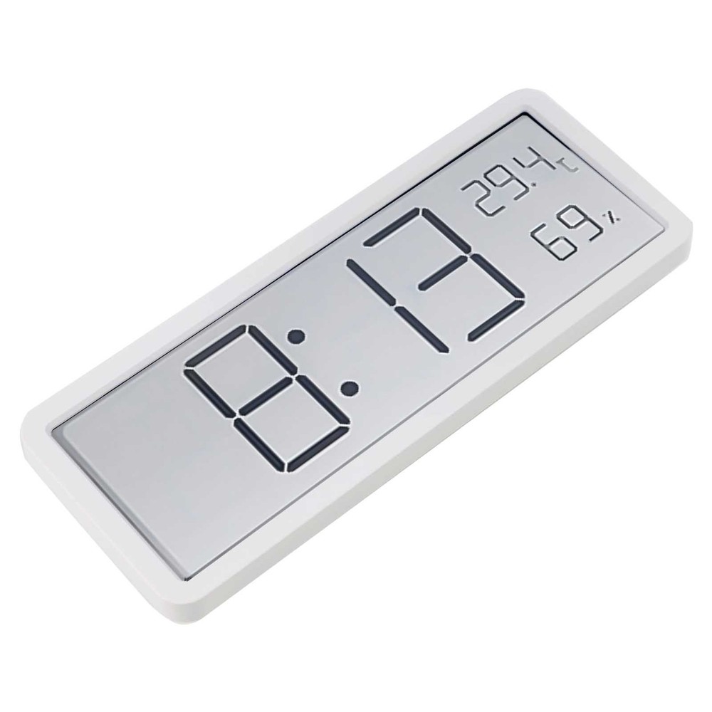 LCD Digital Wall Clock with Time Temperature Humidity and Date Display