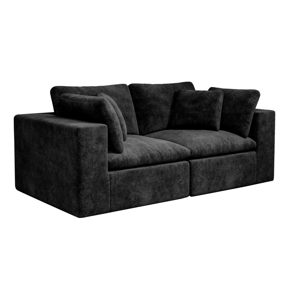 Modular Sectional Sofa w/ Plush Corduroy Fabric, No Assembly Black