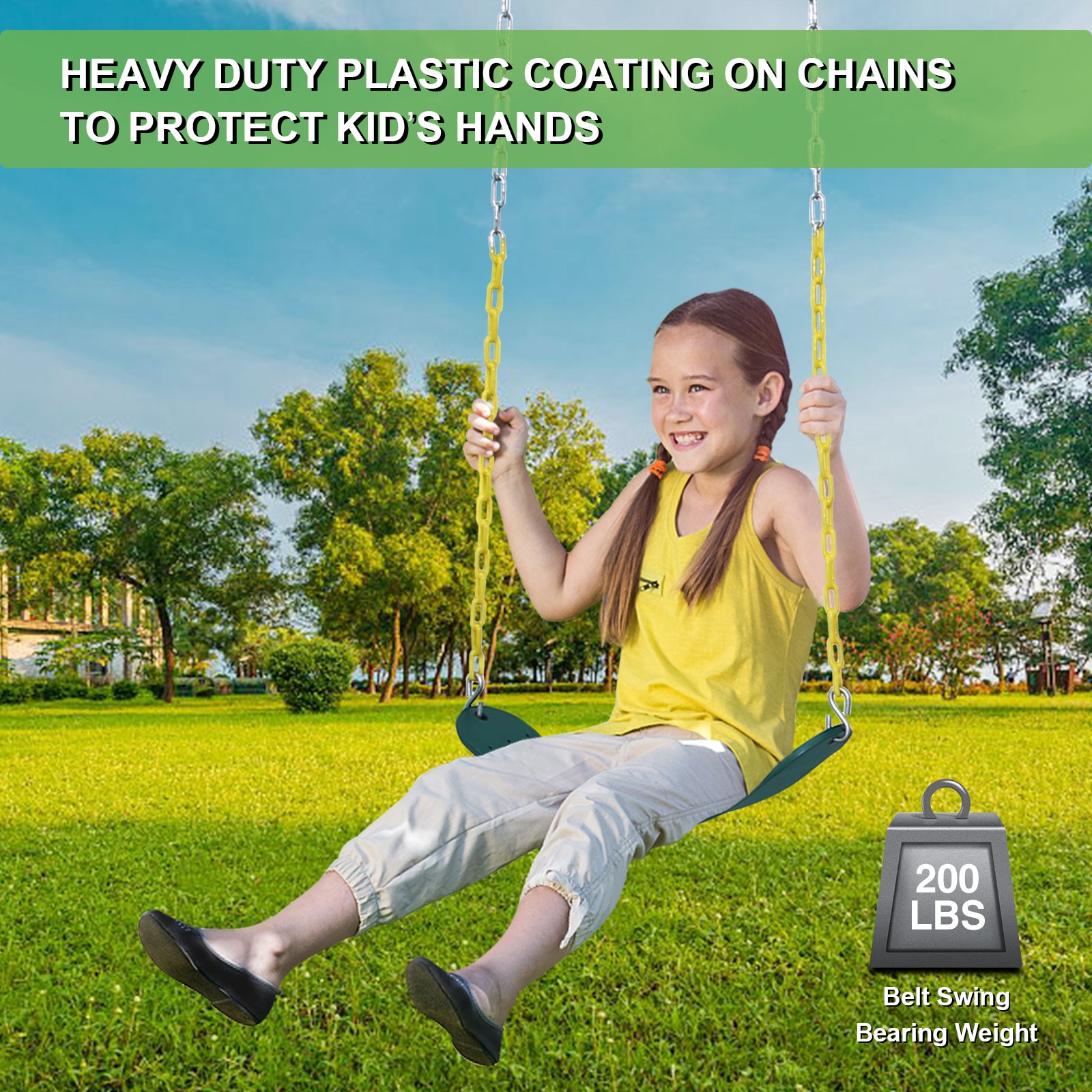 600lb Outdoor Swing Set for Backyard with 3 Swings Heavy Duty Metal Swing Stand