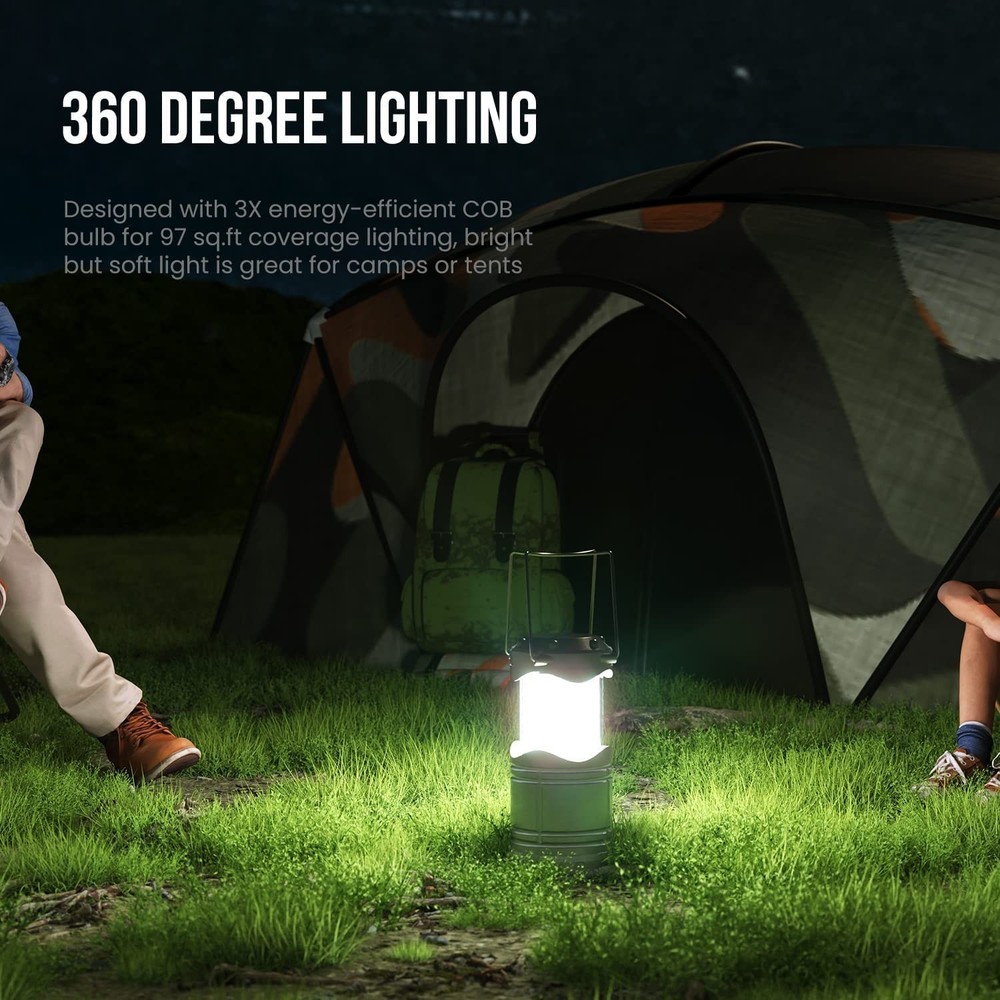 Lichamp LED Camping Lantern, 4 Pack Battery Powered Medium, Dark Gray