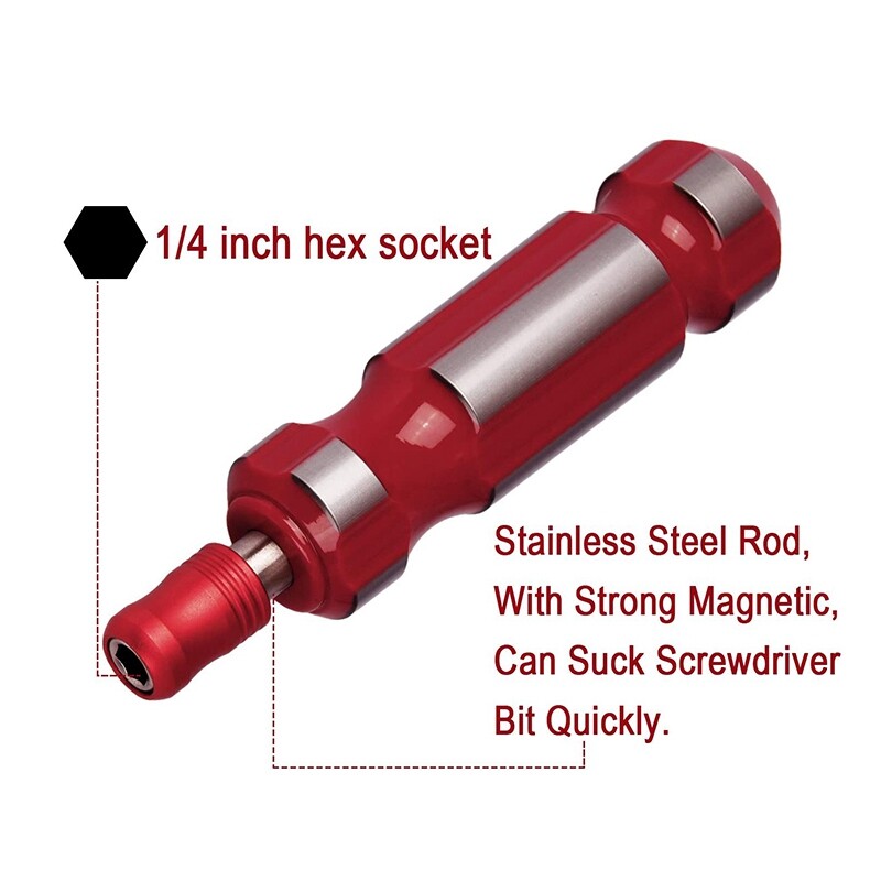 BROPPE 1/4" Hex Quick Change Screwdriver Handle Heavy Duty Bits Holder Magnetic