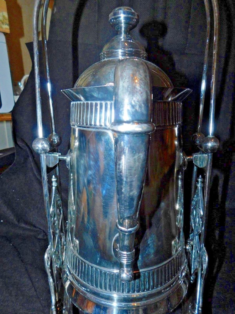 ANTIQUE PAIRPOINT SILVERPLATE SILVER PLATE TILTING WATER PITCHER ON STAND GOBLET