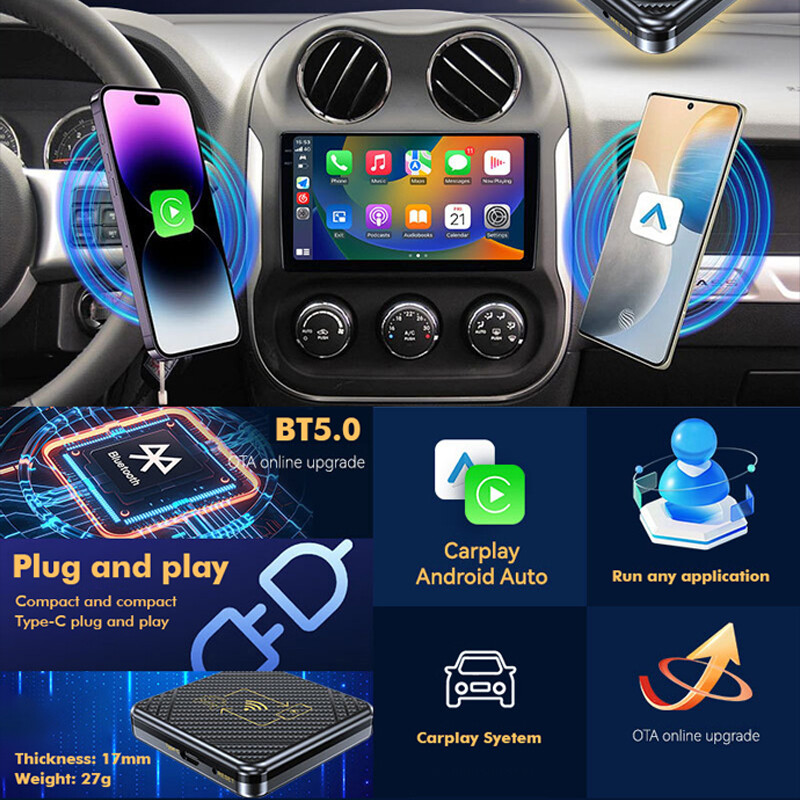 Roadpluse 5.0 Wireless Adapter Apple CarPlay Android Auto Multimedia Video Play