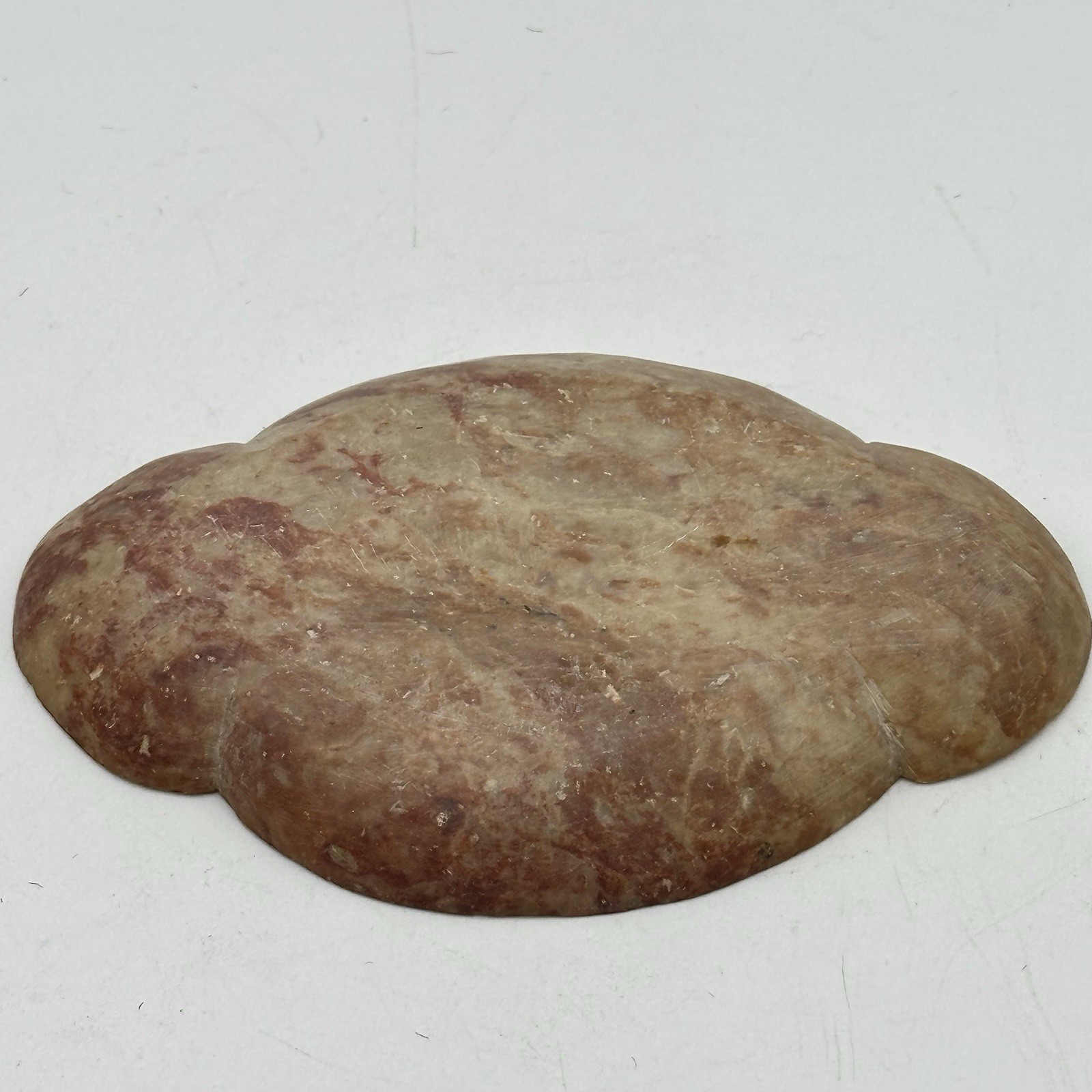 Carved Soap Stone Ashtray Floral Design 5" Long VTG