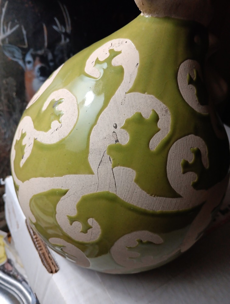 Ceramic Chicken Hen Home Decor Kitchen Green And Light Beige