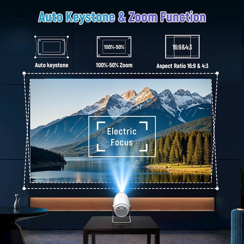 Smart Mini Projector 4K HD Built-in Apps WiFi Bluetooth Screen Mirroring New