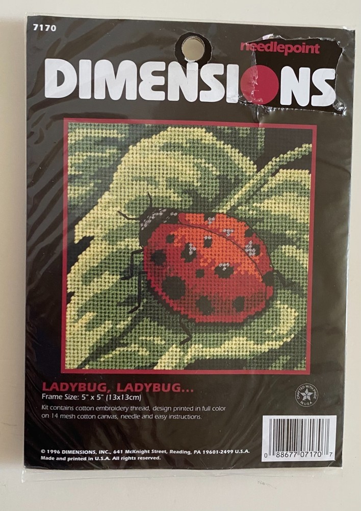 VGT 1996  Dimensions 5x5” Needlepoint called " Ladybug, Ladybug"