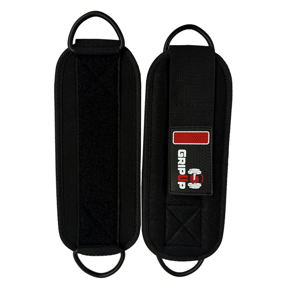 GripUp Adjustable Neoprene Ankle Straps for Cable Machines – Black Single