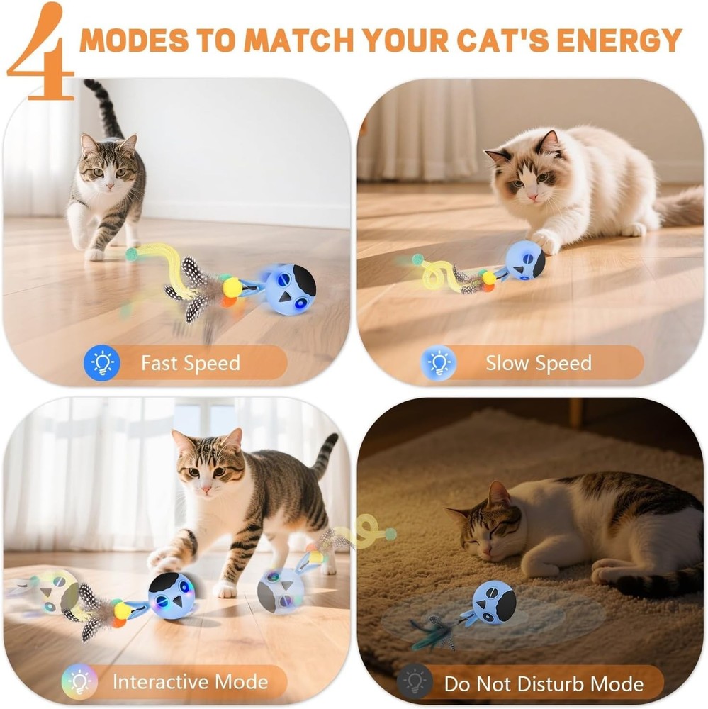Cat Toy Ball Interactive USB Rechargeable Electronic Exercise Toy Blue