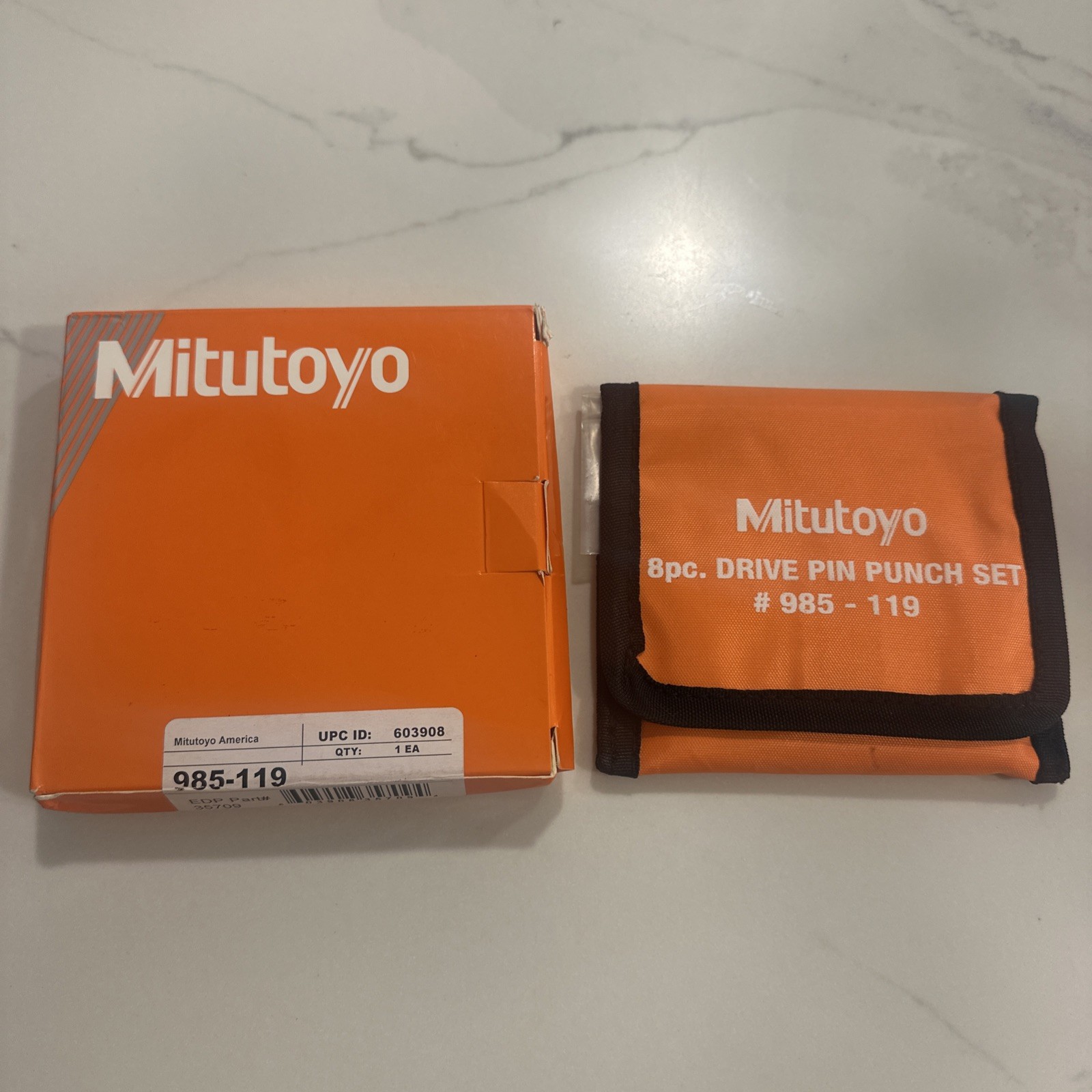 Mitutoyo 985-119 Drive Pin Punch Set 8 Piece Steel With Pouch - New