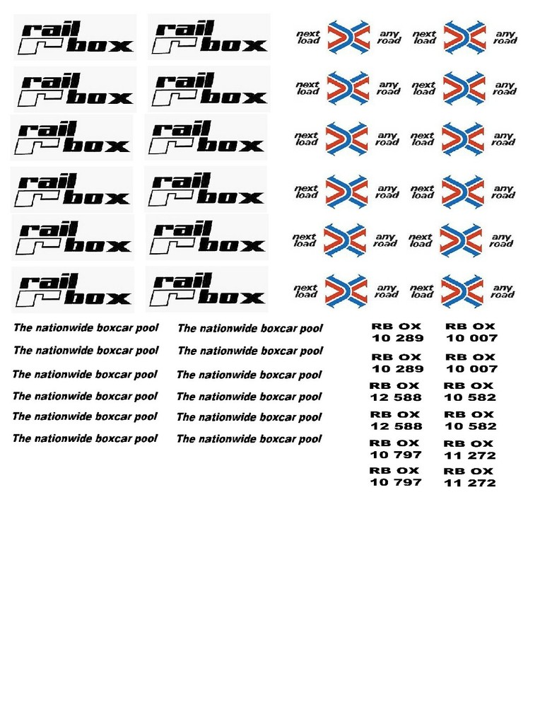 HO Scale Freight Car Decals " Railbox "